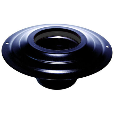 Roseta con tronchetto DN 80 mm diámetro exterior 230 mm. en acero inoxidable pintado negro para estufa de pellet o leña tubo negro CE Hecho en Italia
