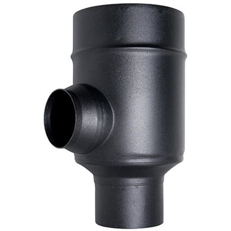 Elemento divisor de conducto de humos tubo coaxial negro D. 80/130 CE en acero 316 para estufa de pellet Made in Italy UNI 1856/2