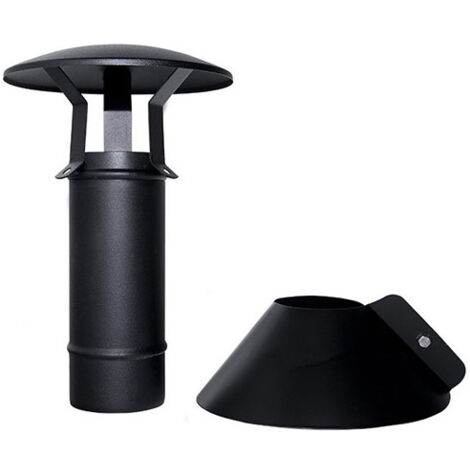 Tubo de chimenea coaxial negro D. 100/150 terminal vertical en acero 316 para estufa de pellet CE Hecho en Italia UNI 1856/2