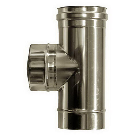 Conector en T de 90° para conducto de humos, DN 150, tubo de acero inoxidable 316