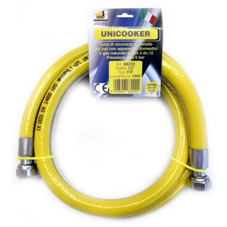 Tubo flexible de gas para cocina 1 m 1/2" UNICOOKER F/F CE EN 14800 L 100 cm