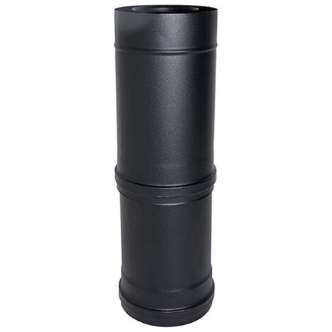 Tubo de chimenea coaxial telescópico NEGRO D. 80/125 550/940 mm CE en acero 316 para estufa de pellet Hecho en Italia UNI 1856/2