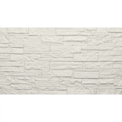 Panel decorativo efecto piedra ladrillo 3D set 12 pz 8,6 mt2 revestimiento de pared en PU 120 x 60 x 2,5 cm.  Cuarcita Blanco