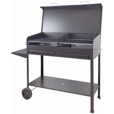 Barbacoa de acero Vanessa con ruedas cm 100x40x90h Made in Italy