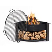 Kit de brasero de jardín "MONTANA" de 80 cm con parrilla de 80 cm con 4 mangos