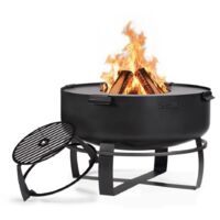 Kit de brasero de jardín "VIKING" XXL de 80 cm con placa para parrilla de 78 cm con 4 mangos y parrilla alta para la placa para parrilla de 78 cm
