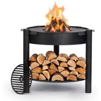 Kit de brasero de jardín "MONTANA" 80 cm alto con placa parrilla de 78 cm con 4 mangos y parrilla de 37 cm