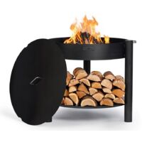 Kit de brasero de jardín "MONTANA" altura 80 cm con tapa de 82 cm
