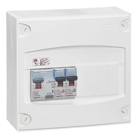 LEGRAND 1-reihiges, vorverdrahtetes und ausgestattetes Schaltfeld mit 9 Modulen LEGRAND