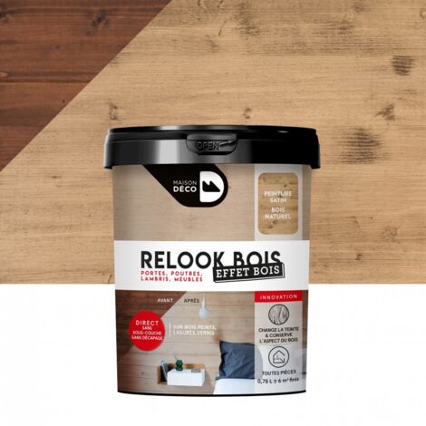 Holzlasur für den Innenbereich für Balken und Verkleidungen, Relook bois MAISON DECO, 0,75 l, Naturholz MAISON DECO