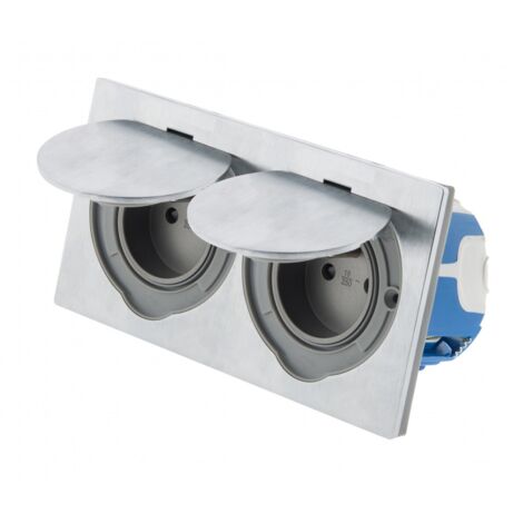 Doppelsteckdose mit wasserdichter Erdung, Metall Centrale Brico