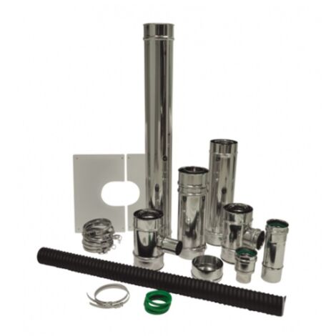 Vertikales wasserdichtes Verbindungsset - Ø80/125 - Modell Apollo - für Pellets - schwarz JONCOUX (1/3)