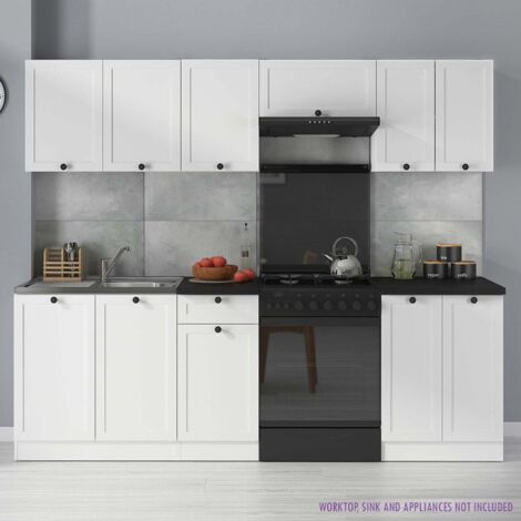 Summer 7 Unit Kitchen Cabinets Set 230cm - White Matt
