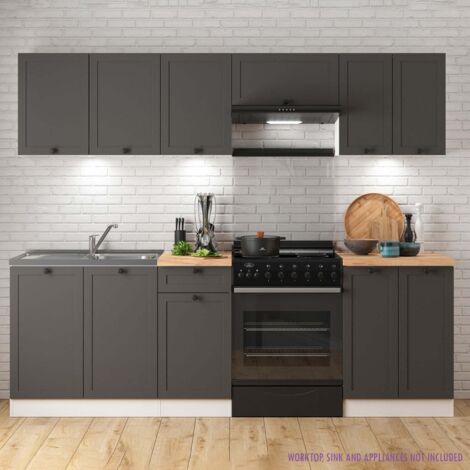 Summer 7 Unit Kitchen Cabinets Set 240cm - Graphite