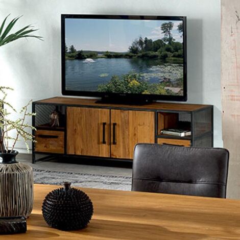 Meuble TV teck industriel 150cm Casita ATHETV 150 - 150x45x53 cm - Kayu Meuble (1/5)
