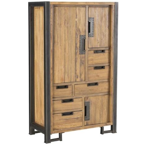 Armoire teck et métal 90cm Wales Casita WALARM90 - 90x45x148 cm - Kayu Meuble (1/5)