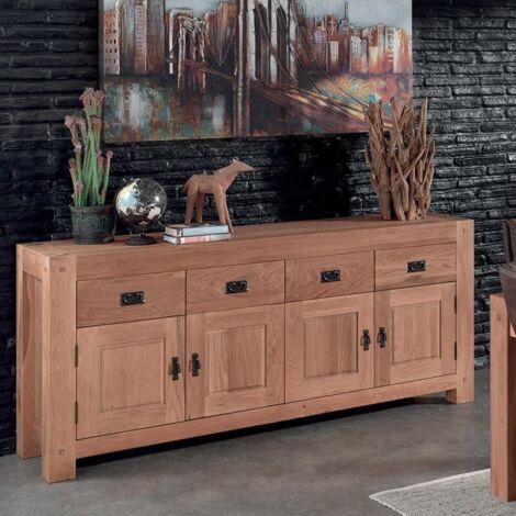 Buffet 4 portes chêne massif 193cm Lodge Casita - 193x50x88 cm - Kayu Meuble (1/5)