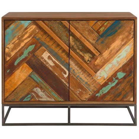 Petit bahut industriel 2 portes 88cm RITA Kayu Intérieur - 88x47x75 cm - Kayu Meuble (1/5)