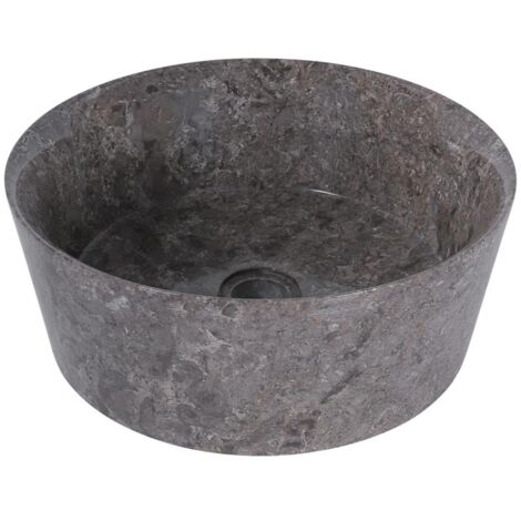 Vasque ronde à poser en marbre gris bord fin Ø40cm LYT-P GREY - 40x40x15 cm - Kayu Meuble (1/5)