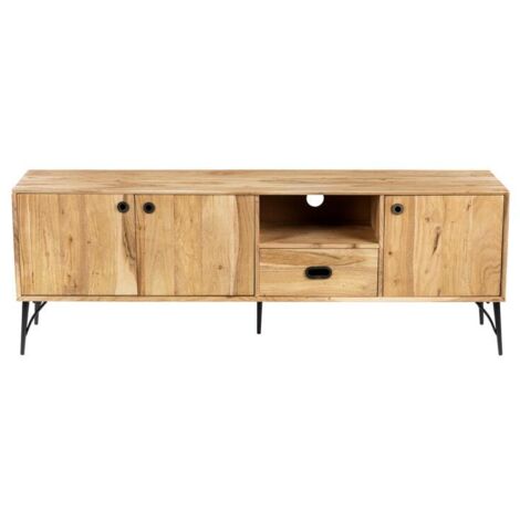 Meuble télé bois clair industriel SERENA 175cm - 175x40x60 cm - Kayu Meuble (1/5)