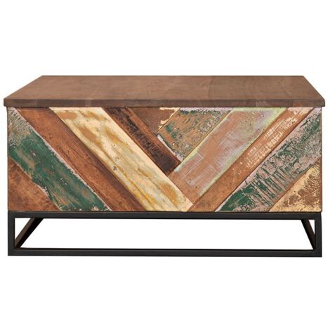 Table basse carrée bois et métal 71cm RITA Kayu Intérieur - 71x71x36 cm - Kayu Meuble (1/5)