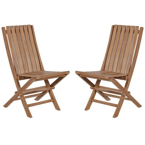 Lot de 2 chaises pliantes teck massif GARDEN modèle C - 48x65x90 cm - Kayu Meuble (1/5)