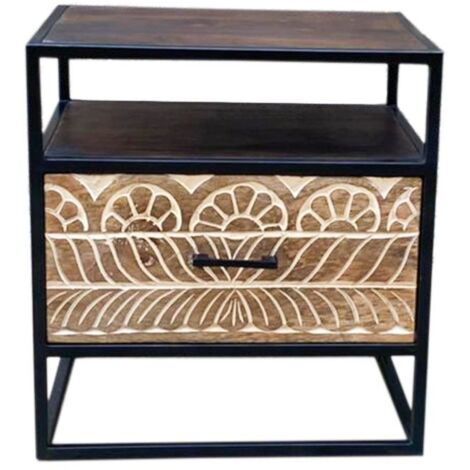 Chevet bois et métal 45cm NOA - 45x35x48 cm - Kayu Meuble (1/4)