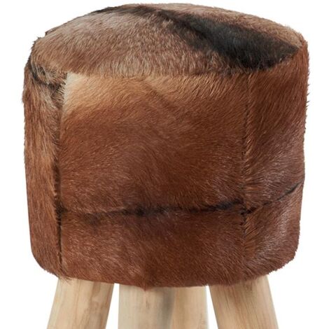 Pouf peau naturelle 4 pieds Casita FARMPOUFN1 (1/3)