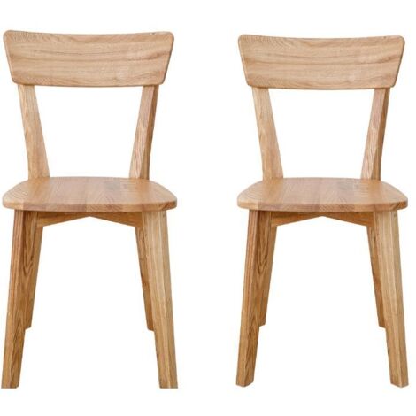 Lot de 2 chaises de salle a manger vintage en chêne massif 47cm JONAS (1/5)