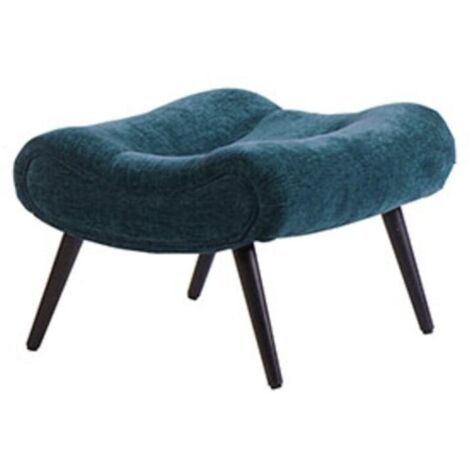Fauteuil moderne tissu velours bleu avec repose-pieds Casita CASPE (1/2)