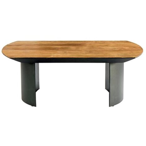 Table basse teck recyclé et pied métal arrondi 120cm Casita TROMS (1/5)