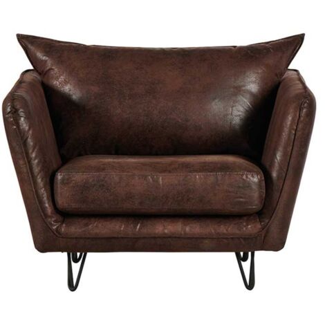 Fauteuil marron scandinave pieds métal 109cm Hasting (1/3)