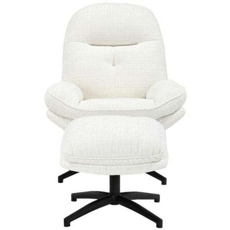 Fauteuil vintage inclinable blanc confort avec repose-pieds Casita BRANSON (1/5)