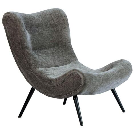 Fauteuil moderne tissu velours gris avec repose-pieds Casita CASPE (1/2)