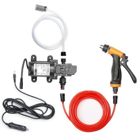 Lavage Portable pour Voiture Électrique 12V,Pompe de Lavage de Voiture,Pompe à eau Pistolet de Pulvérisation avec tuyau