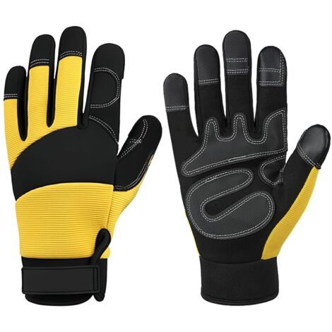 Gants anti-coupure pour tronçonneuse – Taille 11 (XL) – Toile épaisse, néoprène, cuir – Résistance à l'abrasion 10x coton