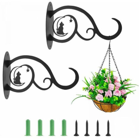 Support Plante Mural Balcon,(2pcs) Crochet de Suspension en Fer Forgé Panier Suspendu,Murale pour Plantes Décor Extérieur pour Balcon de Jardin de Plante décor Mural