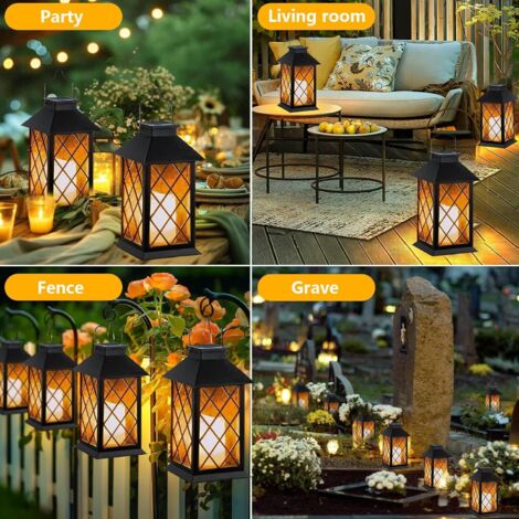Lot 8 Mini Lanternes Solaires Flamme Vacillante – Suspendues Jardin Terrasse – Éclairage Extérieur Étanchéité Camping Noël