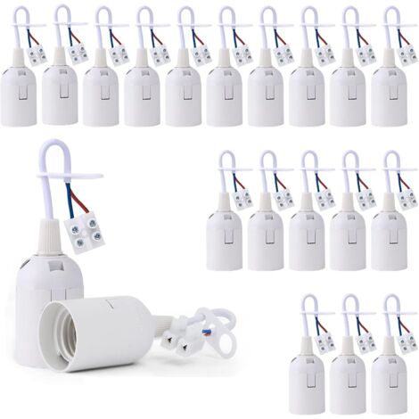 20 Piأ¨ces Douille de Lampe E27 Support Ampoule avec Testeur de Phase, Base de Lumiأ¨re Douille de Suspension Douille de Chantier Rأ©novation Douille de Rechange Douille de Bأ¢timent avec  Cأ¢ble (Bla
