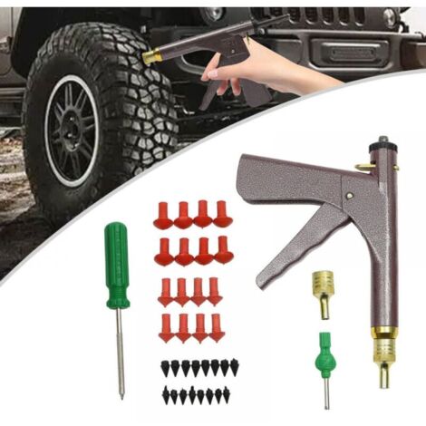 Kit de réparation de pneus sans chambre à air – Bouchons champignons, buses, sondes – Réparation rapide pour voiture, moto, camion, vélo (1/5)