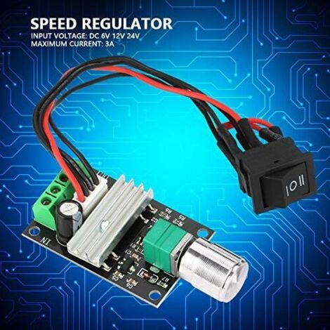Motorsteuerung Reversibel ZHITING 1203BB PWM-Drehzahlregler – 6-28V, 3A, 80W, Reversibel, Mit Schalter, Für DC-Motoren, Lüfter, Aquarienpumpen