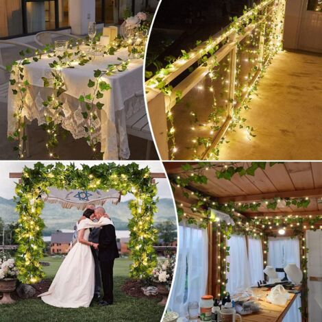 Lichterkette mit Blttern, 10 m Efeu-Lichterkette, knstliche grne Efeu-Ranke  mit 100 LED-Lichtern, Frhlingspflanzen-Dekoration fr Wand, Hochzeit,  Party, Gartenfest