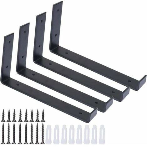 4er-Pack Regalhalterungen mit Schrauben, robuste rustikale Halterungen, industrielle Eisenregale – für massive Wände, Wohnzimmer, Küche, Schlafzimmer, Badezimmer (20,5 x 11 x 3 cm) (1/5)
