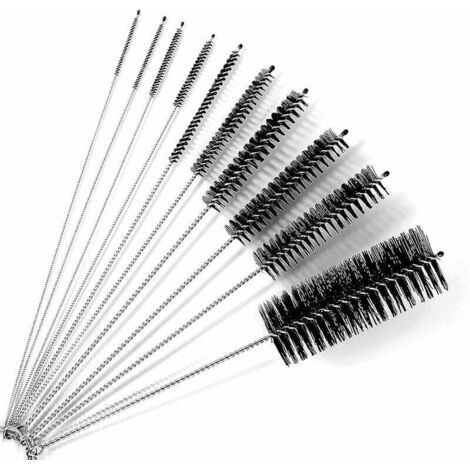 Reinigungsbürste [10 Stück], Reinigungsbürste, Strohhalmbürste, für schmale Behälter und kleine Ecken, zum Beispiel Wasserkocher, Teekanne, Tastatur, Strohhalm (Schwarz) (1/5)