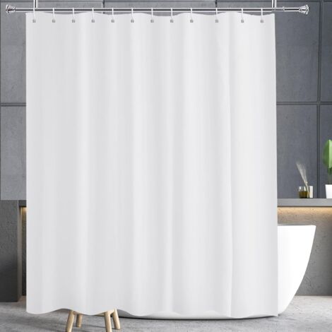 Duschvorhang 180x240 Weiß Anti-Schimmel, Wasserabweisender Polyester Duschstoff, Maschinenwaschbar mit Metallösen, Breite 180 x Höhe 240cm