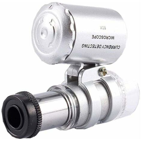 60-fache Lupe, Mini-Lupe, LED-UV-Licht, Taschenlupe, Mikroskop für Juweliere