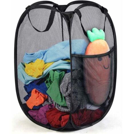 Faltbarer Wäschekorb für Schmutzwäsche – Wäschekorb mit Griff, 60 x 34 x 34 cm (schwarz) (1/5)