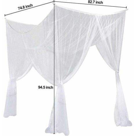 Moskitonetz, Kingsize-Bett, Vier-Eck-Vorhänge, Baldachin für Einzelbetten, für alle Babybetten und Betten, für Erwachsenenschlafzimmer, Kinderzimmer, Babybett, Garten, Camping (weiß)