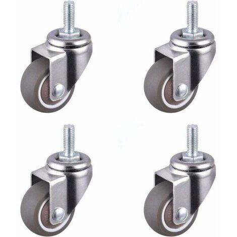 Schwerlast-Lenkrolle, Gummi-Gewindeschaftrollen, Stuhl-Ersatzrolle, Mini-Möbelrollen, Schwerlast-Gewinderollen für Trolleys, M6 x 15 mm, Durchmesser 25 mm, 4 Stück
