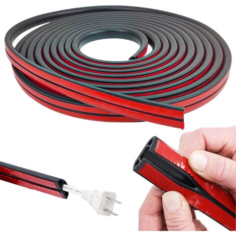 Bodenkabeldurchlass 6 m, selbstklebende Bodenkabelabdeckung 20 x 10 mm, Bodenkabeldurchlass PVC-Kabeldurchlass, Bodenkabelschutz zum Verstecken und Schützen von Kabeln, für 8 mm Stärke (1/5)